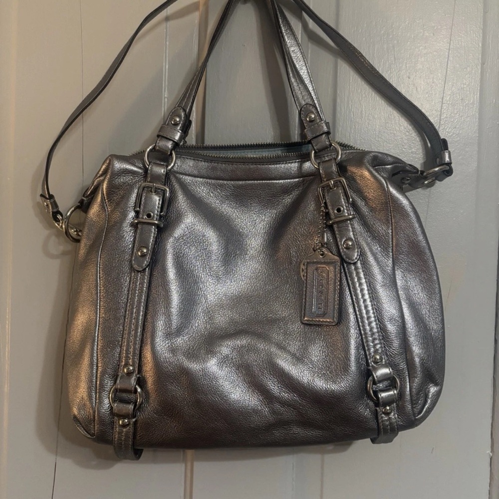 Coach Metallic Silver Shoulder Bag